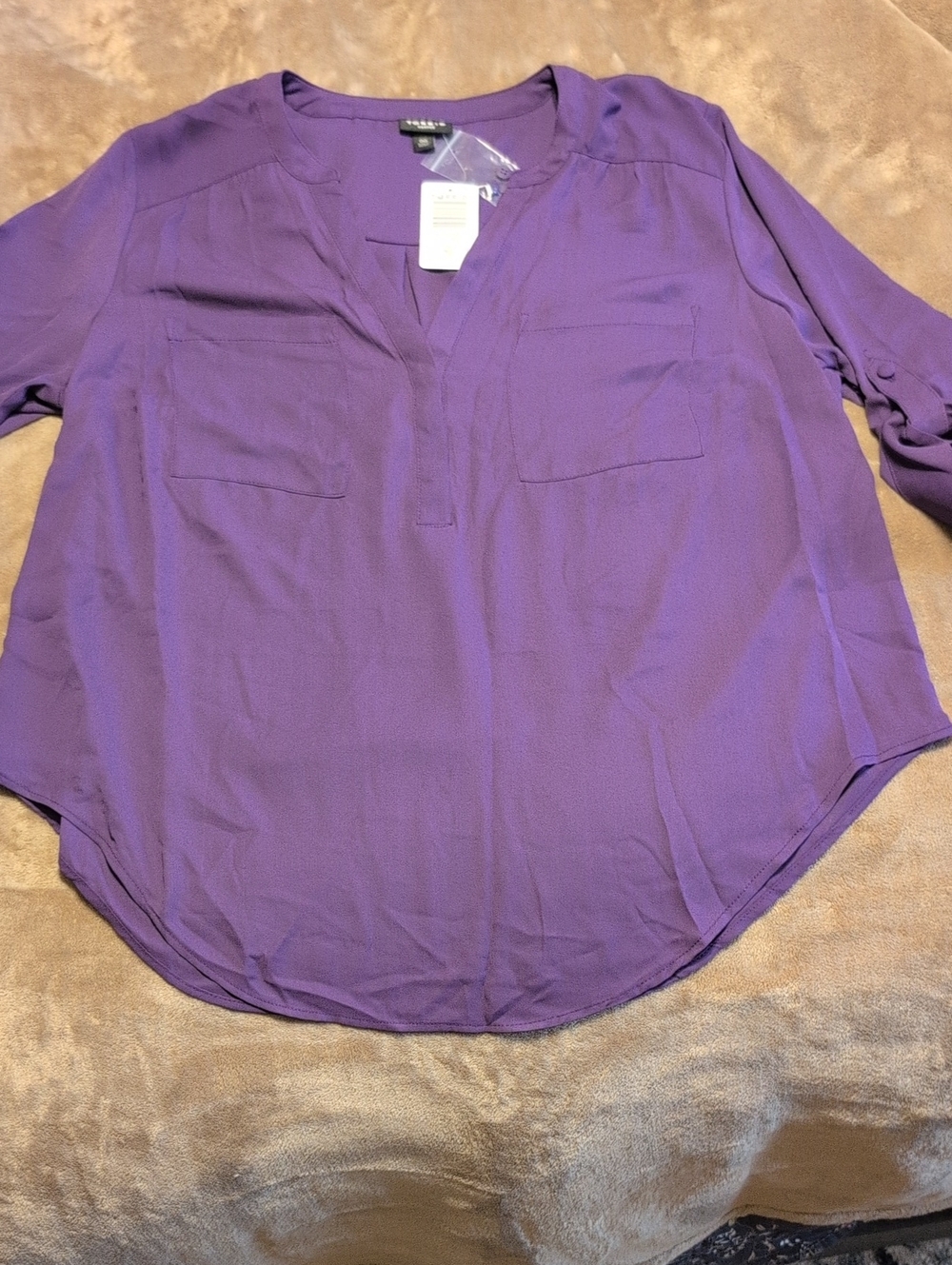 torrid Harper Purple V-Neck 3/4 Sleeve Blouse Size 00